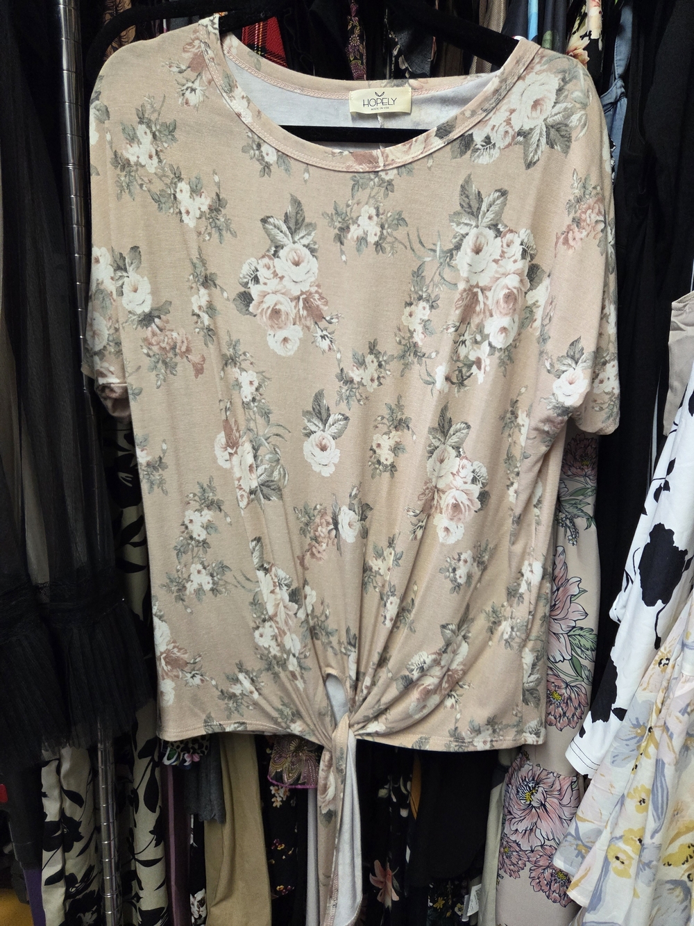 Lovely Floral Tie-Front Top in Blush